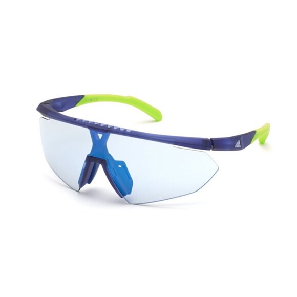NEW ADIDAS SUNGLASSES MEN BLUE CRYSTAL ADIDAS SP0015 91X SHIELD EYEWEAR